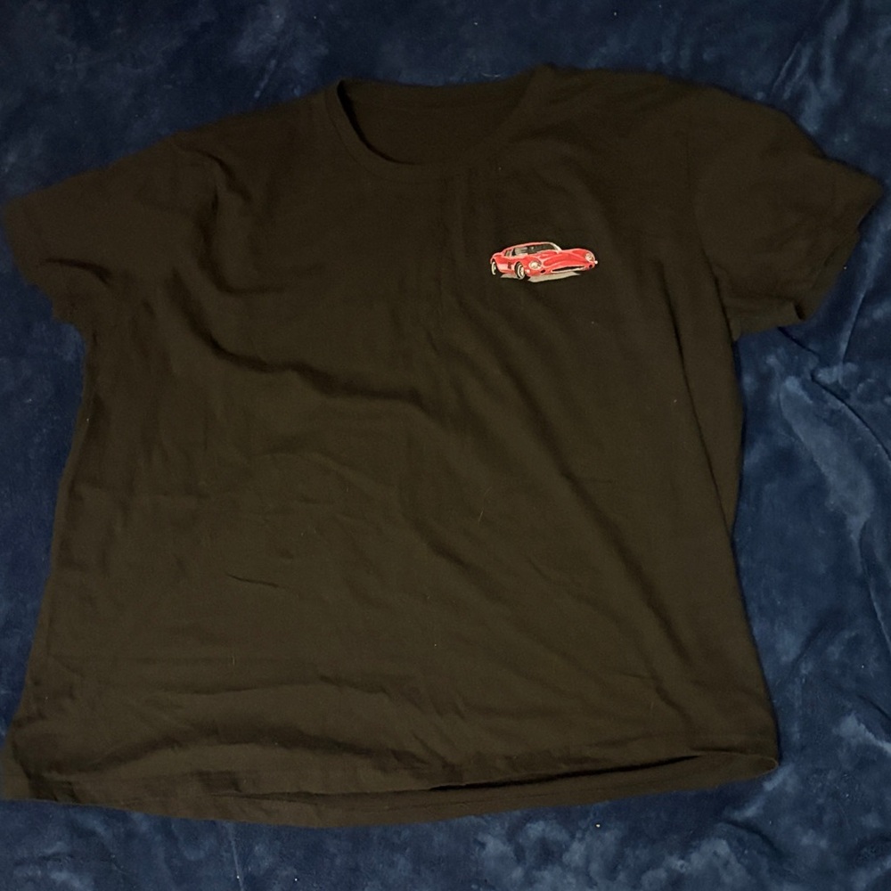 Classic Black Tee with Red Car Accent